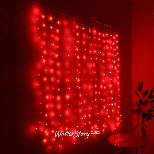 Гирлянда штора Роса 1.6*1.6 м, 256 красных мини LED с мерцанием, серебряная проволока, IP20 Торг Хаус