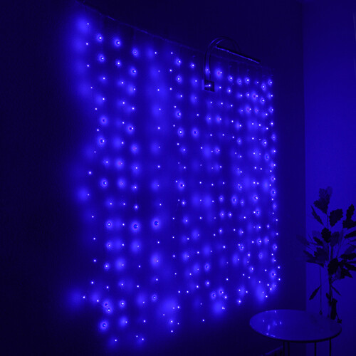 Гирлянда штора Роса 1.6*1.6 м, 256 синих мини LED ламп, серебряная проволока, IP20 Торг Хаус