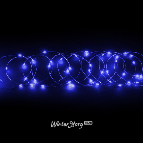 Светодиодная гирлянда Капельки 10 м, 100 синих мини LED с мерцанием, серебряная проволока, IP20 Торг Хаус