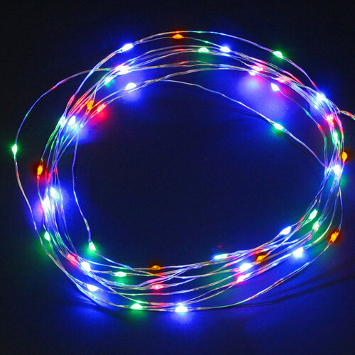Светодиодная гирлянда Капельки 10 м, 100 разноцветных мини LED ламп, серебряная проволока, IP20 Торг Хаус