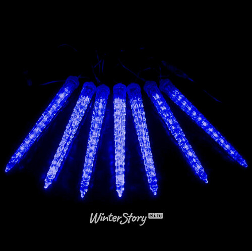 Светодиодная гирлянда Ледяные Тающие Сосульки 23 см * 7 шт, синие LED, прозрачный ПВХ, 2 м, соединяемая, IP44 Торг Хаус
