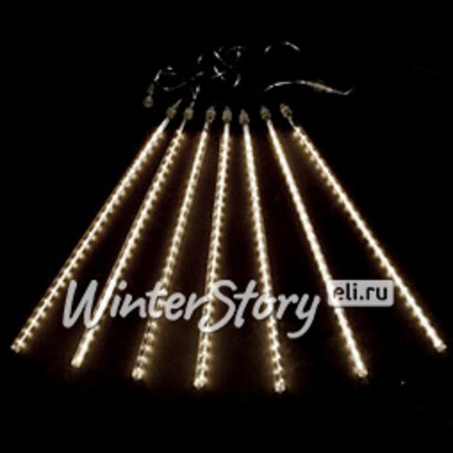 Светодиодная гирлянда Тающие Сосульки 50 см * 7 шт, теплые белые LED, прозрачный ПВХ, 1.8 м, соединяемая, IP44 Торг Хаус