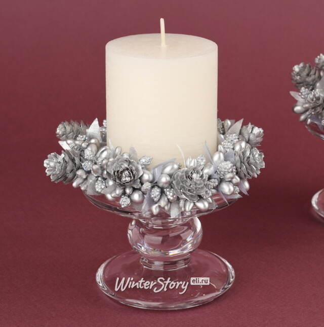 Венок для свечи Silver Pinecone 10 см Swerox