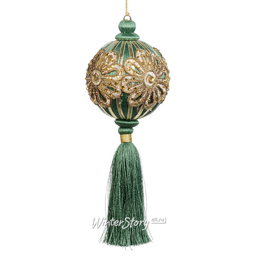 Елочный шар с кисточкой Fontana Nuova 10 см зеленый Goodwill