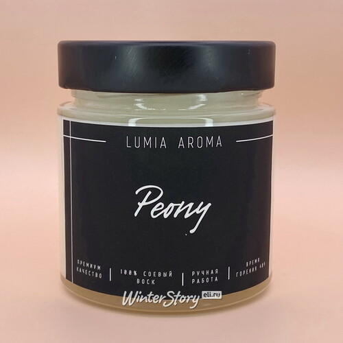 Ароматическая соевая свеча Peony 200 мл, 40 часов горения Lumia Aroma