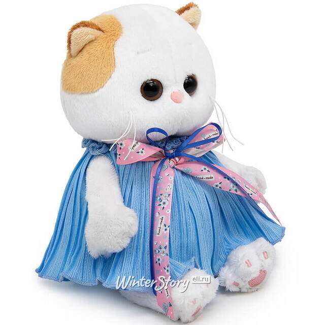 Мягкая игрушка Кошечка Лили Baby в платье из жатой ткани с бантом 20 см Budi Basa