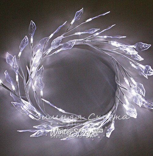 Светодиодный венок с прозрачными листьями, 27 см, 48 LED, 24V, белый, уцененный BEAUTY LED