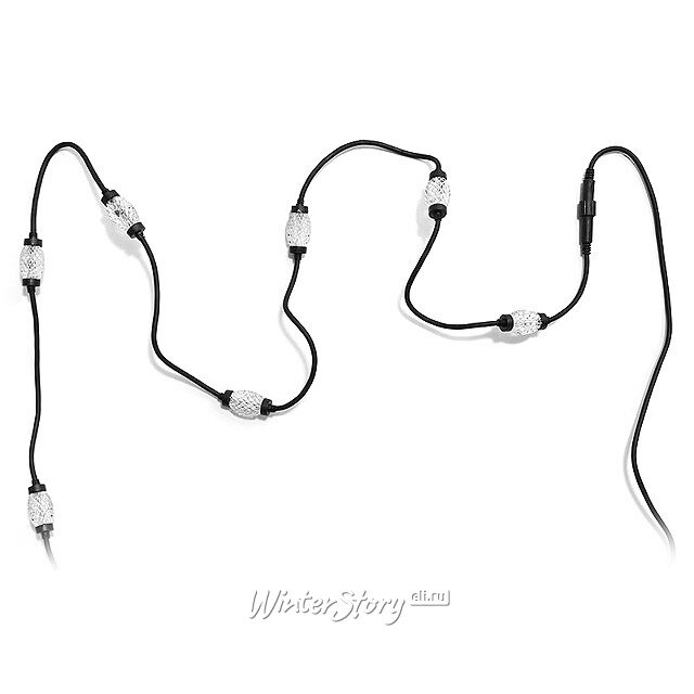 Светодиодная гирлянда Диамант 10 синих LED ламп 3 м, стробы, холодное белое мерцание, черный КАУЧУК, соединяемая, IP44 Snowhouse