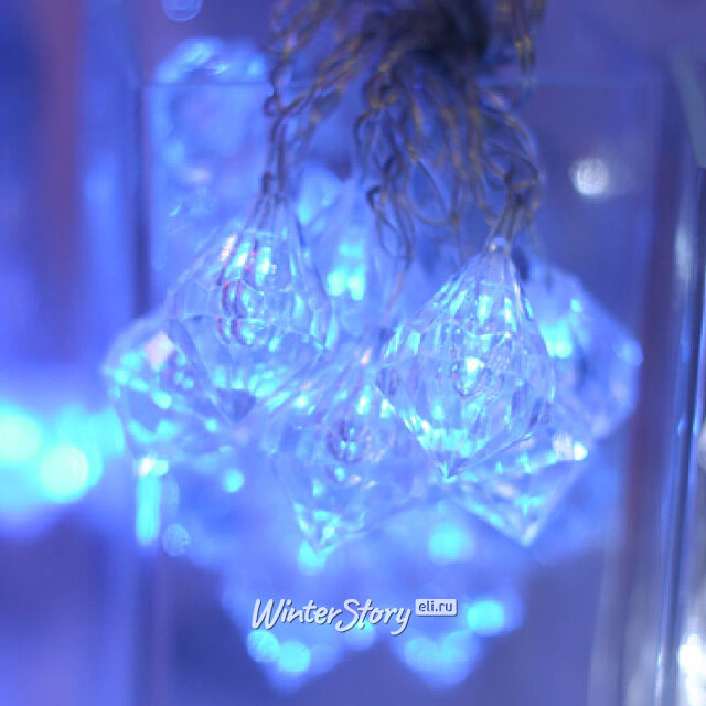 Светодиодная гирлянда Кристаллы 20 синих LED ламп 4.5 м, прозрачный ПВХ, IP20 Snowhouse (Сноухаус)