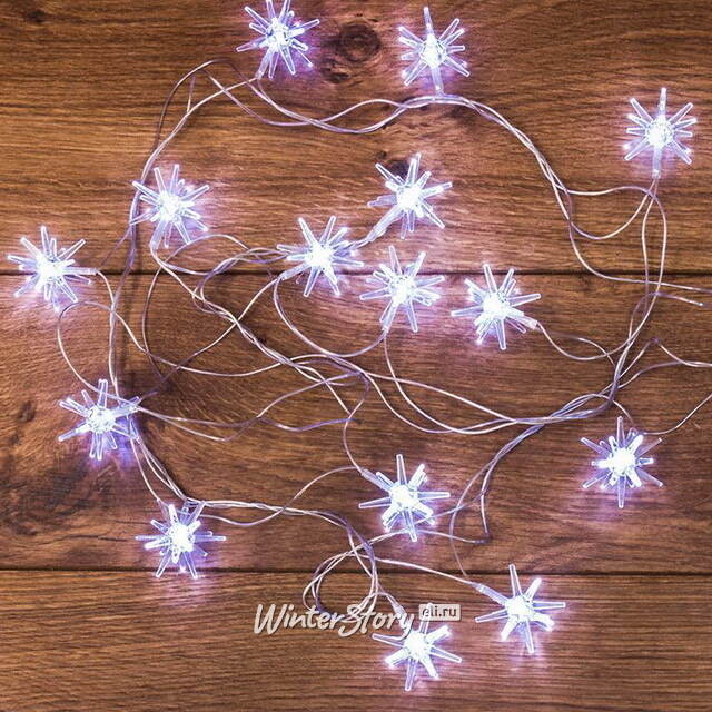 Светодиодная гирлянда Снежинки 20 холодных белых LED ламп 3 м, прозрачный ПВХ, IP20 Snowhouse (Сноухаус)