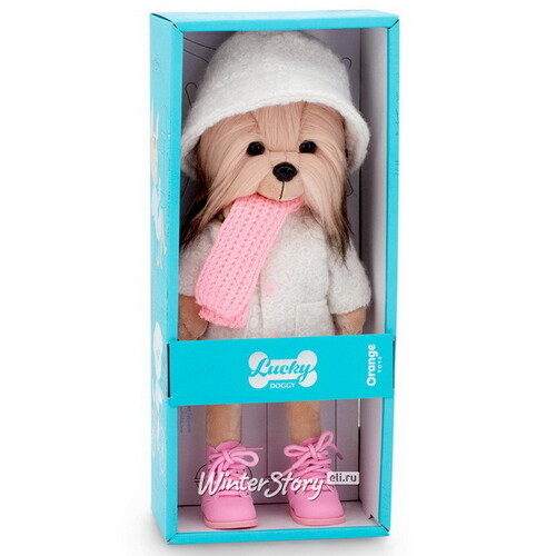 Мягкая игрушка на каркасе Собака Lucky Yoyo: Модная зима 25 см Orange Toys