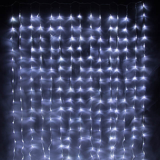 Светодиодный занавес Водопад 1.5*2.2 м, 300 холодных белых LED ламп, прозрачный ПВХ, IP20 Snowhouse (Сноухаус)