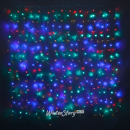 Светодиодный Занавес 1.5*2.2 м, 544 разноцветных LED ламп, прозрачный ПВХ, контроллер, IP20 Snowhouse