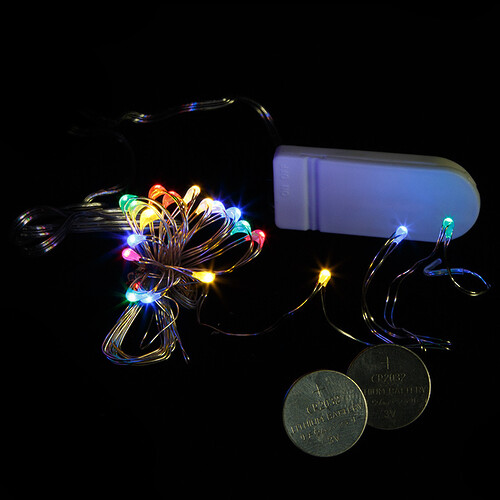 Светодиодная гирлянда Капельки на батарейках 20 разноцветных MINILED ламп 2 м, серебряная проволока, IP20 Snowhouse
