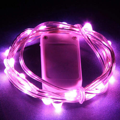 Светодиодная гирлянда Капельки на батарейках 20 розовых MINILED ламп 2 м, серебряная проволока, IP20 Snowhouse