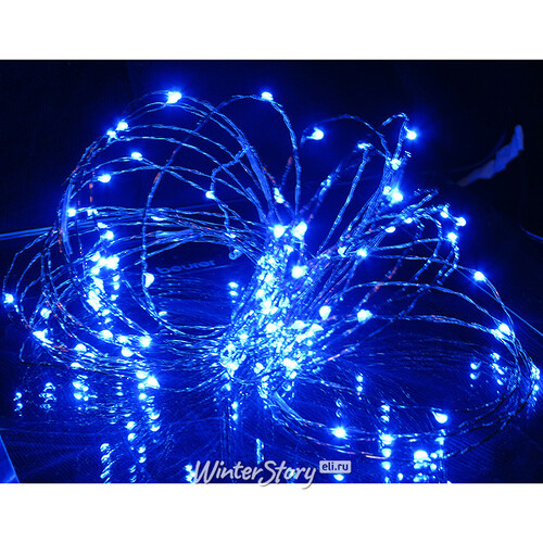 Светодиодная гирлянда Капельки 100 синих мини LED ламп 10 м, медная проволока Snowhouse