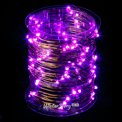 Светодиодная гирлянда Капельки 100 фиолетовых мини LED ламп 10 м, медная проволока Snowhouse