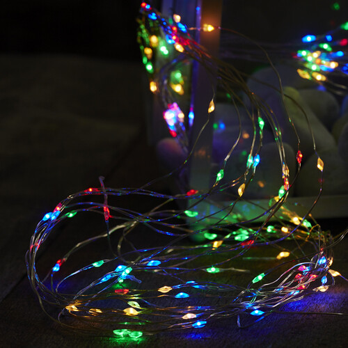 Гирлянда Лучи Росы 6*2 м, 120 разноцветных мини LED ламп, серебряная проволока, контроллер, IP44 Snowhouse