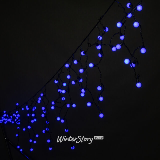 Светодиодная бахрома Мультишарики 3*0.5 м, 150 голубых LED ламп, черный ПВХ провод, соединяемая, IP54 BEAUTY LED (Бьюти Лэд)