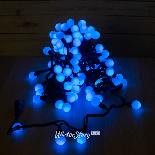 Светодиодная гирлянда Большие Шарики 100 синих LED ламп 10 м, черный ПВХ, соединяемая, IP44 BEAUTY LED