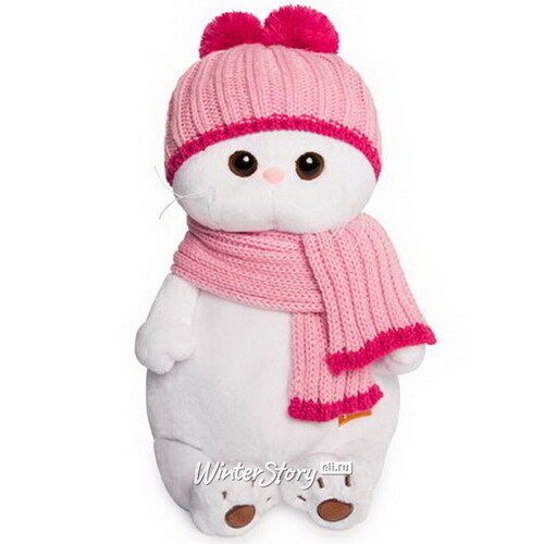 Мягкая игрушка Кошечка Лили в розовой шапке с шарфом 27 см Budi Basa