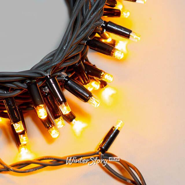 Уличная гирлянда Legoled 100 желтых LED ламп 10 м, черный КАУЧУК, соединяемая, IP44 BEAUTY LED