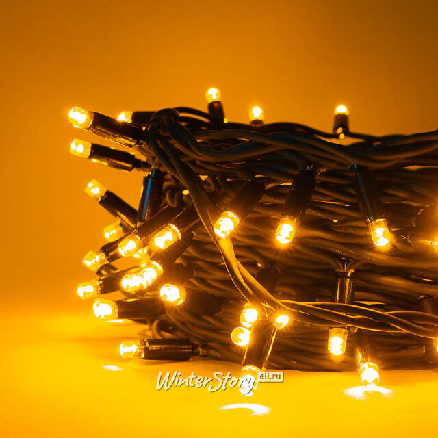Уличная гирлянда Legoled 100 желтых LED ламп 10 м, черный КАУЧУК, соединяемая, IP44 BEAUTY LED