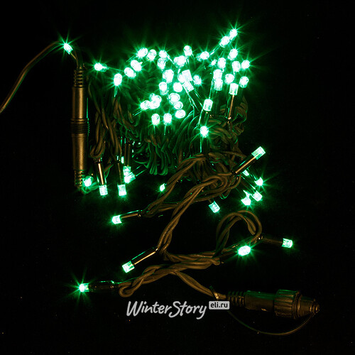 Уличная гирлянда Legoled 75 зеленых LED ламп 10 м, мерцание 100%, черный каучук, соединяемая, IP44 BEAUTY LED
