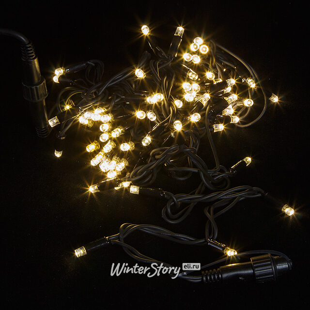 Уличная гирлянда Legoled 75 теплых белых LED ламп 10 м, с холодным белым мерцанием, черный КАУЧУК, соединяемая, IP44 BEAUTY LED (Бьюти Лэд)