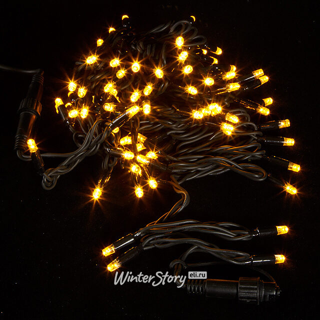 Уличная гирлянда Legoled 100 желтых LED ламп 10 м, мерцание, черный КАУЧУК, соединяемая, IP44 BEAUTY LED
