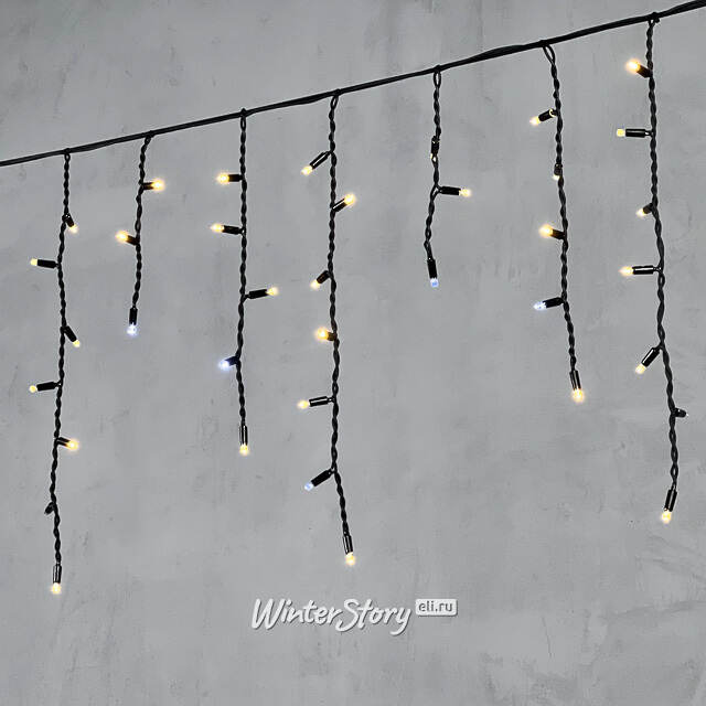 Светодиодная бахрома Legoled 3.1*0.5 м, 120 теплых белых LED, холодное мерцание, черный КАУЧУК, соединяемая, IP54 BEAUTY LED