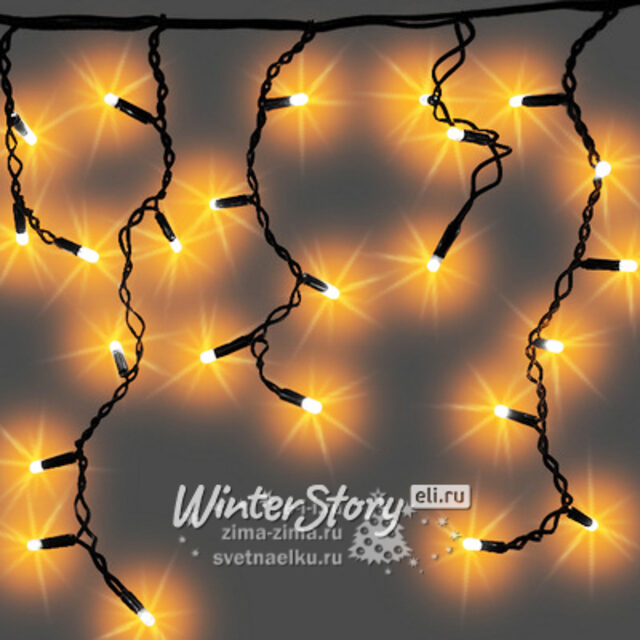 Гирлянда бахрома Super Rubber 2*0.5 м, 100 желтых LED, черный каучук, соединяемая, IP44 Snowhouse