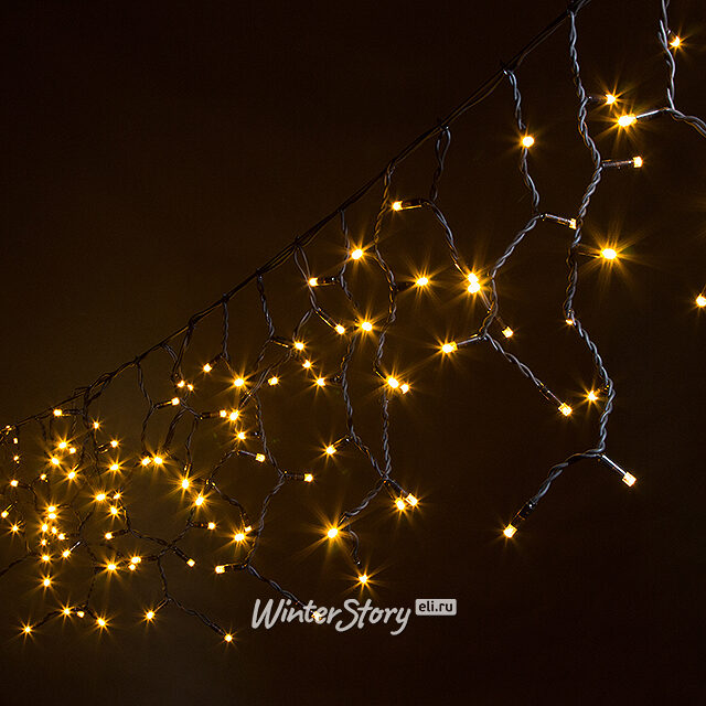 Светодиодная бахрома Legoled 3.1*0.5 м, 150 желтых LED, черный КАУЧУК, соединяемая, IP54 BEAUTY LED