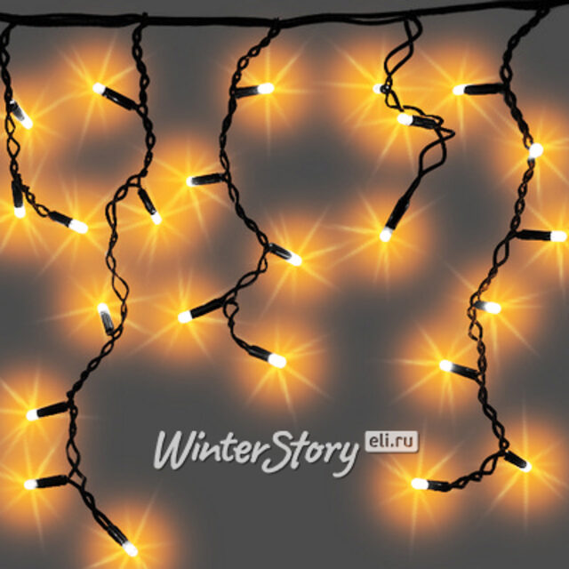 Светодиодная бахрома Legoled 3.1*0.5 м, 150 желтых LED, черный КАУЧУК, соединяемая, IP54 BEAUTY LED