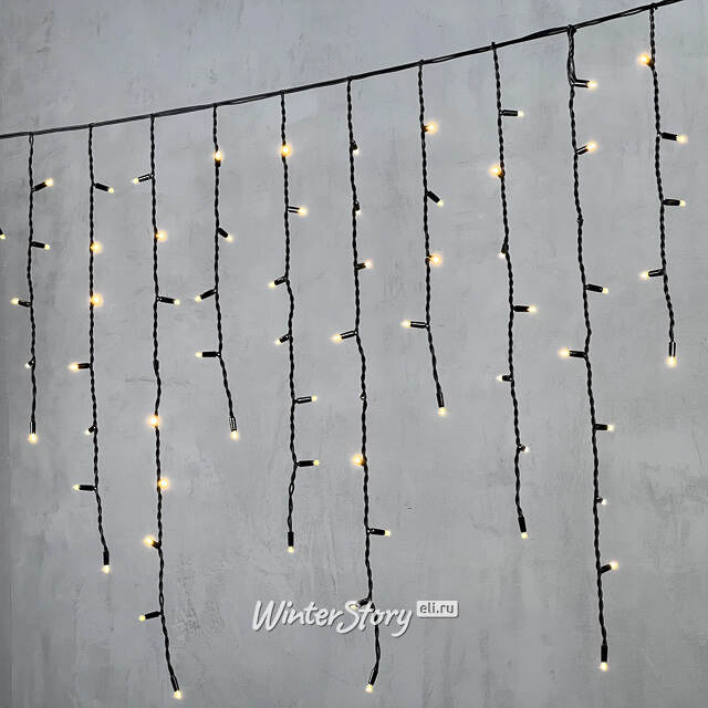 Светодиодная бахрома Legoled 3.2*0.9 м, 168 теплых белых LED, черный КАУЧУК, соединяемая, IP54 BEAUTY LED