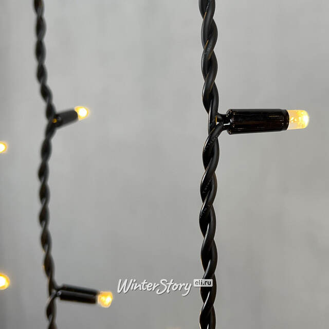 Светодиодная бахрома Legoled 3.2*0.9 м, 168 теплых белых LED, черный КАУЧУК, соединяемая, IP54 BEAUTY LED