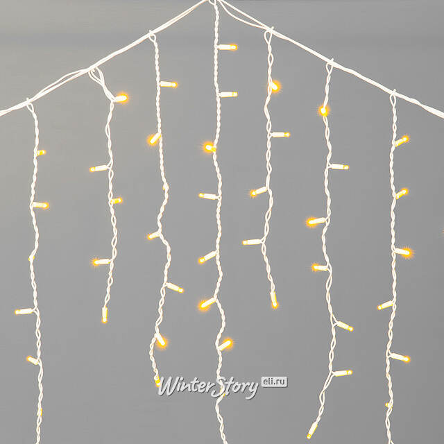 Светодиодная бахрома Legoled 3.2*0.9 м, 168 желтых LED, белый КАУЧУК, соединяемая, IP54 BEAUTY LED