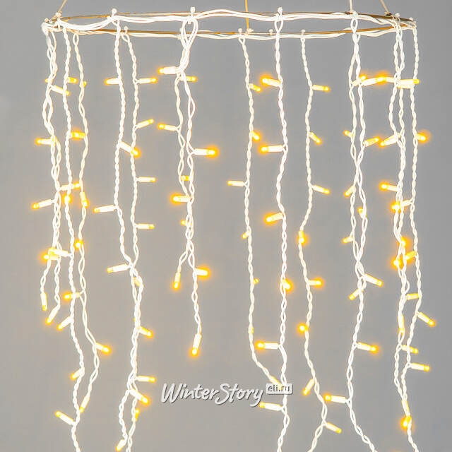 Светодиодная бахрома Legoled 3.2*0.9 м, 168 желтых LED, белый КАУЧУК, соединяемая, IP54 BEAUTY LED