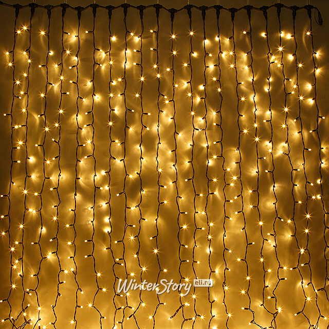 Светодиодный занавес Legoled 2*2 м, 400 теплых белых LED ламп, черный КАУЧУК, соединяемый, IP54 BEAUTY LED