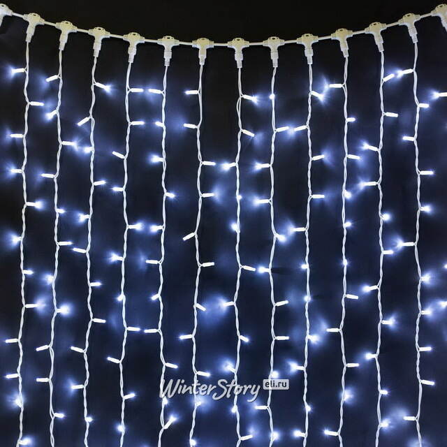 Светодиодный занавес Legoled 2*3 м, 600 холодных белых LED ламп, белый КАУЧУК, соединяемый, IP54 BEAUTY LED