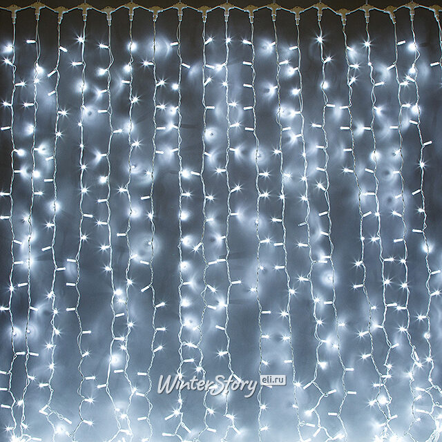 Светодиодный занавес Legoled 2*3 м, 600 холодных белых LED ламп, белый КАУЧУК, соединяемый, IP54 BEAUTY LED