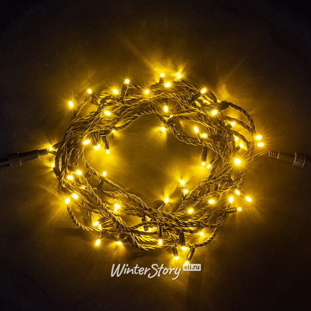 Уличная гирлянда 24V Legoled 72 желтых LED лампы, 10 м, черный КАУЧУК, соединяемая, IP54 BEAUTY LED