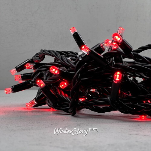 Уличная гирлянда 24V Legoled 75 красных LED ламп, 10 м, черный КАУЧУК, соединяемая, IP54 BEAUTY LED