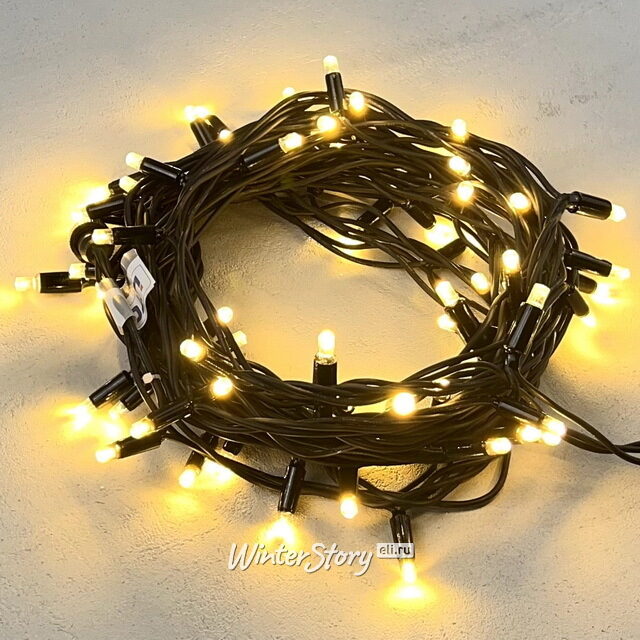 Уличная гирлянда Legoled 75 теплых белых LED ламп 10 м, черный КАУЧУК, соединяемая, IP44 BEAUTY LED