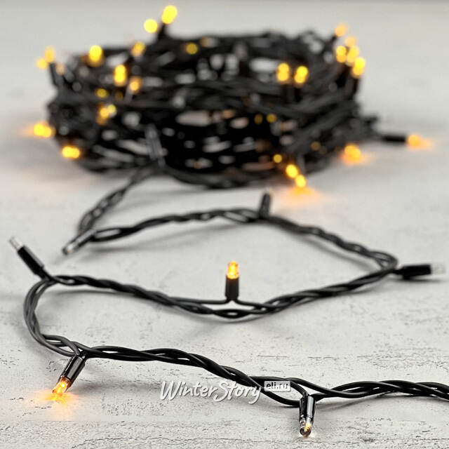 Уличная гирлянда Legoled 75 желтых LED ламп 10 м, мерцание 100%, черный КАУЧУК, соединяемая, IP44 BEAUTY LED