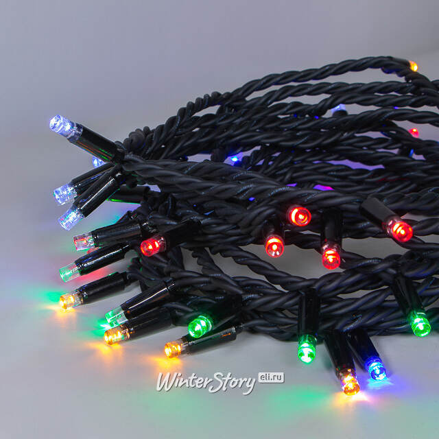 Уличная гирлянда Legoled 75 разноцветных LED ламп 10 м, с холодным белым мерцанием, черный КАУЧУК, соединяемая, IP44 BEAUTY LED (Бьюти Лэд)