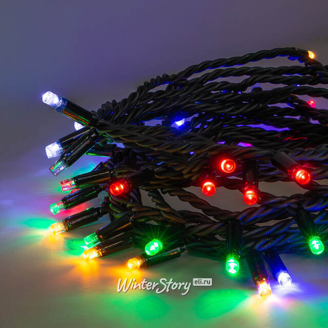 Уличная гирлянда Legoled 75 разноцветных LED ламп 10 м, с холодным белым мерцанием, черный КАУЧУК, соединяемая, IP44 BEAUTY LED (Бьюти Лэд)