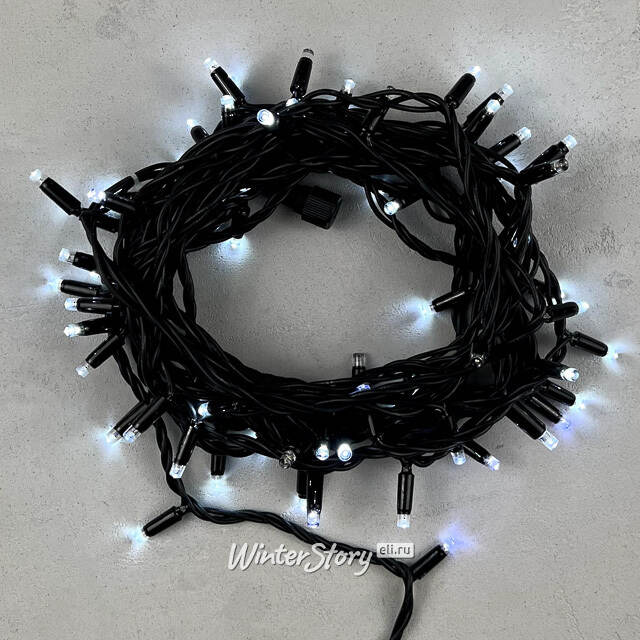 Уличная гирлянда Legoled 75 холодных белых LED ламп 10 м, с мерцанием, черный КАУЧУК, соединяемая, IP65 BEAUTY LED