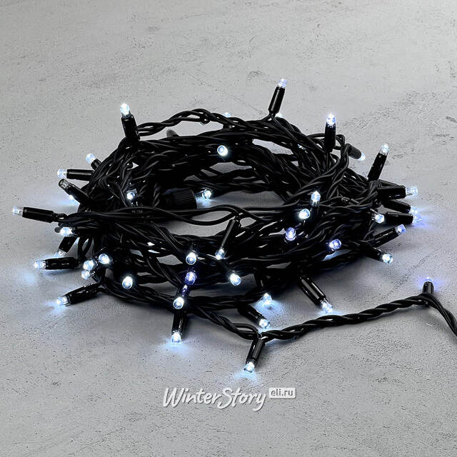 Уличная гирлянда Legoled 75 холодных белых LED ламп 10 м, с мерцанием, черный КАУЧУК, соединяемая, IP65 BEAUTY LED