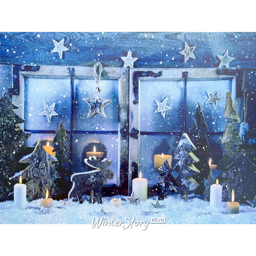 Светодиодная картина Зимняя Ночь 40*30 см, батарейки Snowhouse